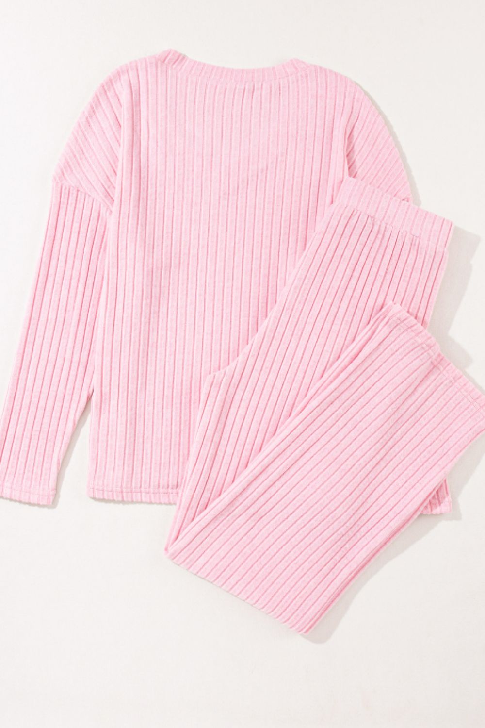 Ribbed V-Neck Top and Pants Lounge Set - The Daily Makeover