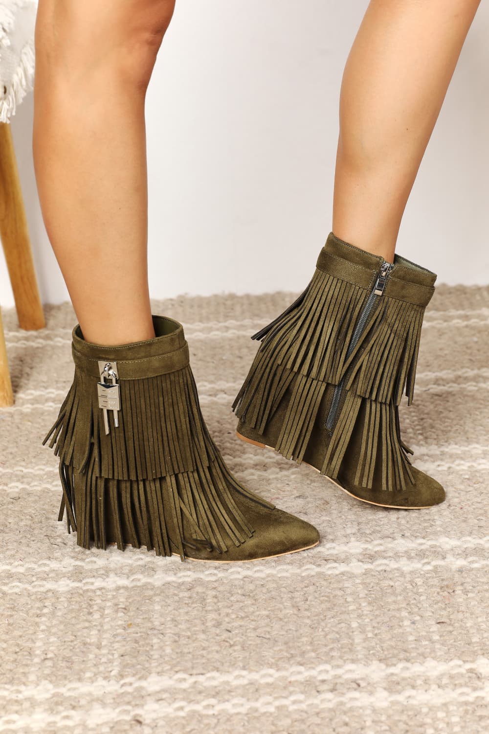 Legend Women's Tassel Wedge Heel Ankle Booties - The Daily Makeover