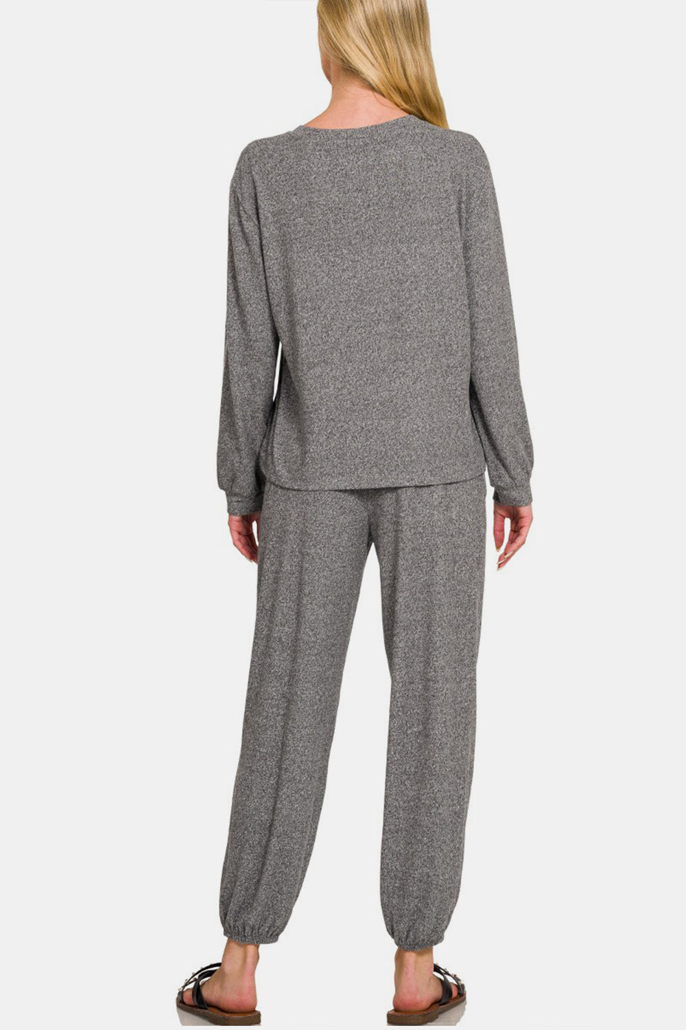 Zenana Round Neck T-Shirt and Joggers Set - The Daily Makeover