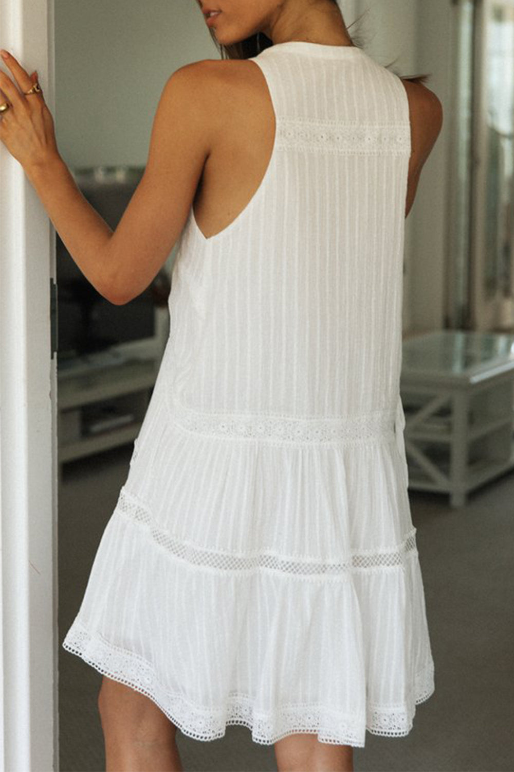 Half Button Sleeveless Mini Dress - The Daily Makeover
