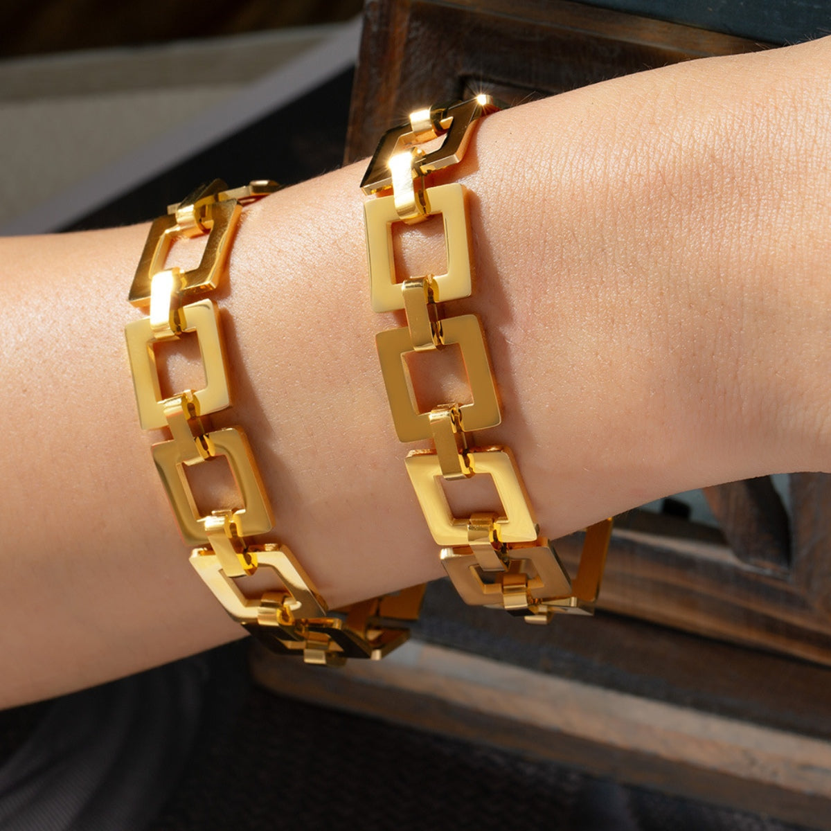 Titanium Steel Hollow Square Chain Bracelet - The Daily Makeover