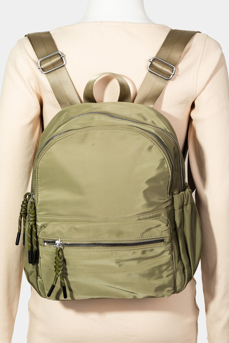 Fame Adjustable Strap Nylon Backpack Bag with Side Pockets - The Daily Makeover