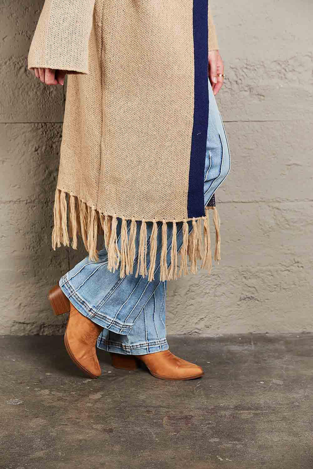 Angel Wings Geometric Fringe Hem Open Front Duster Cardigan - The Daily Makeover