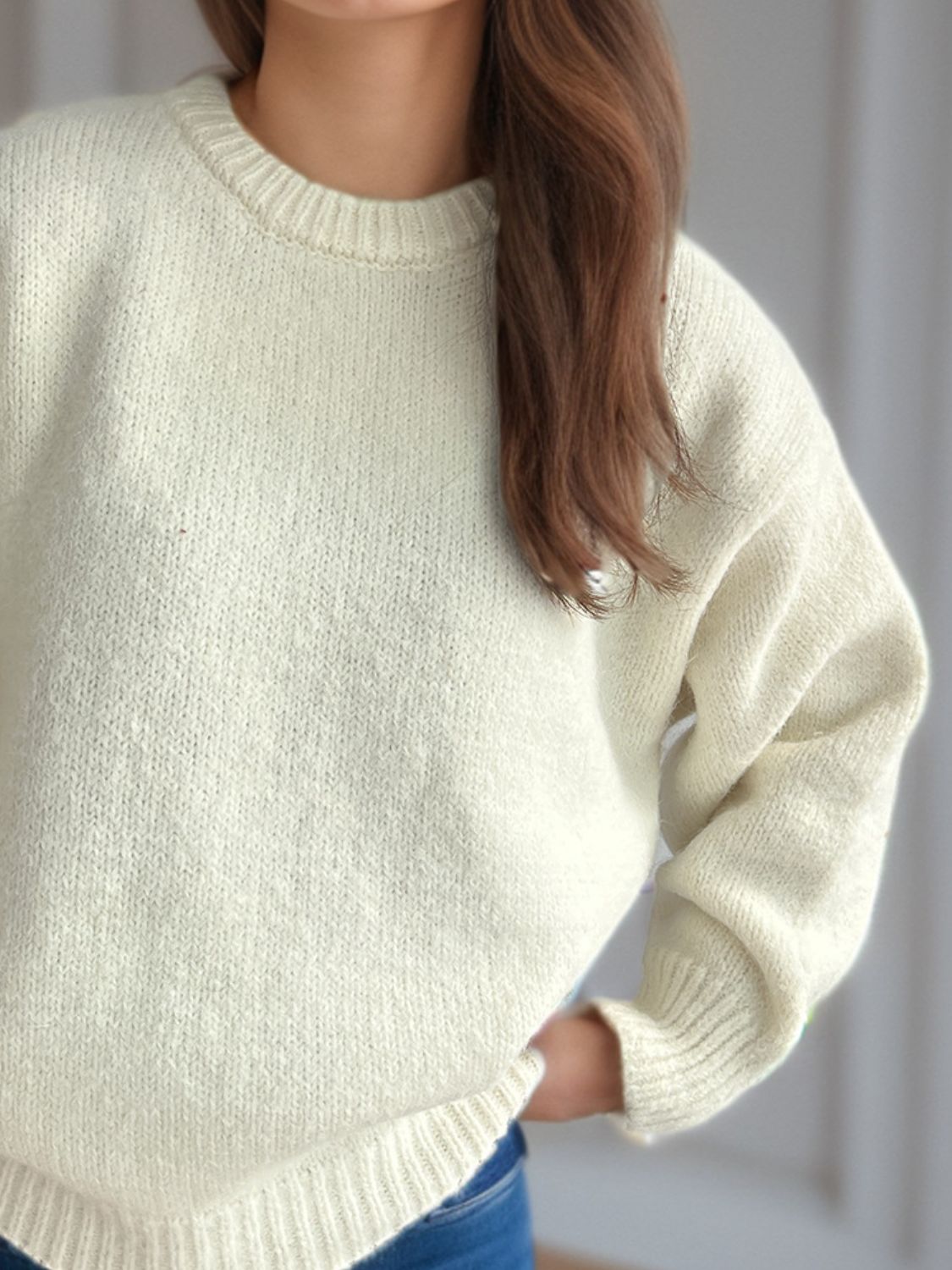 Round Neck Long Sleeve Sweater - The Daily Makeover