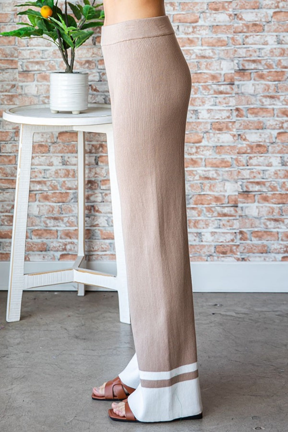 First Love Contrast Ribbed Knit Pants - The Daily Makeover