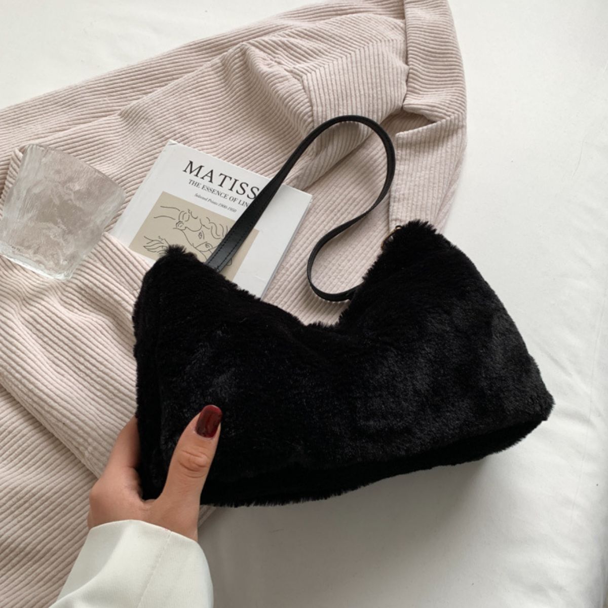 Faux Fur Removable Strap Shoulder Bag - The Daily Makeover