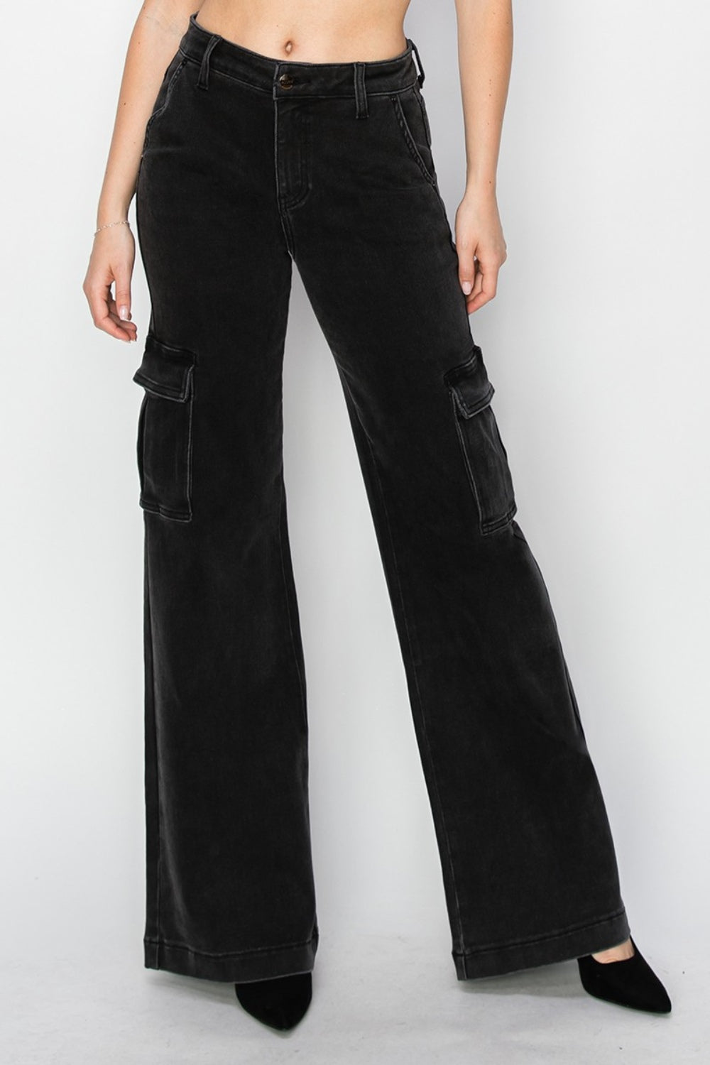 Full Size High Rise Wide Leg Cargo Jeans - The Daily Makeover