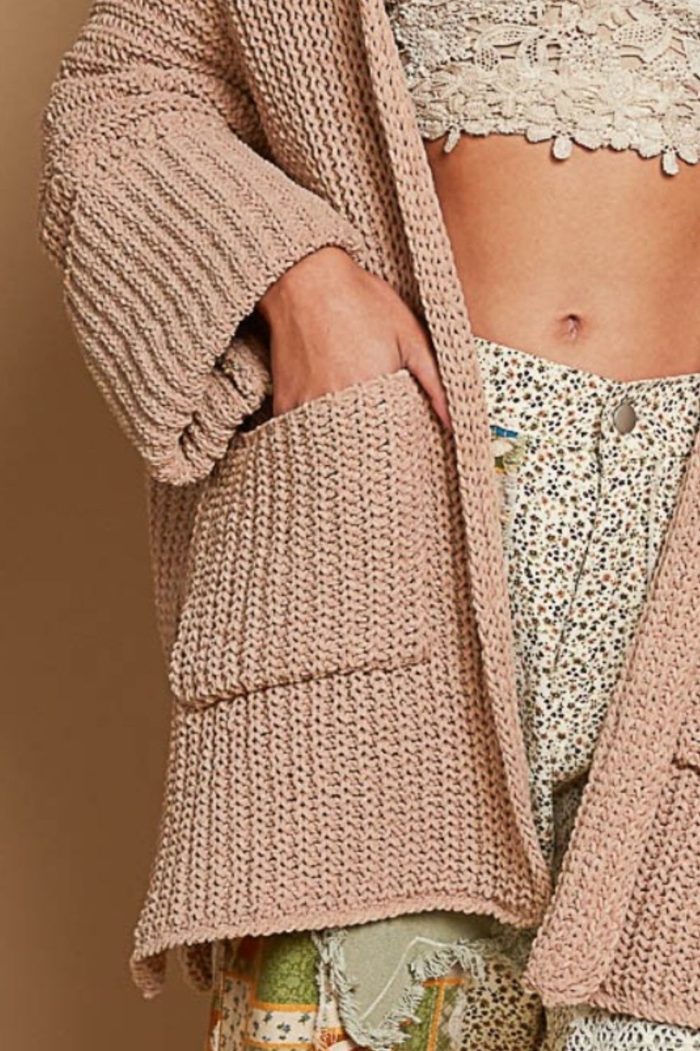 POL Open Front Sweater Cardigan with Pockets - The Daily Makeover