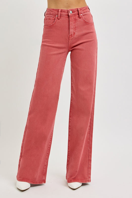 RISEN Full Size High Rise Tummy Control Wide Leg Jeans - The Daily Makeover