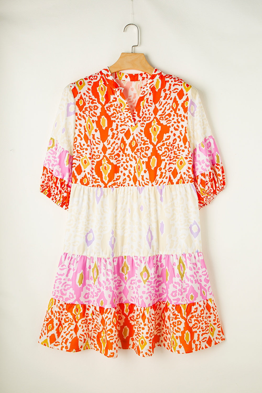 Plus Size Printed Notched Half Sleeve Dress - The Daily Makeover