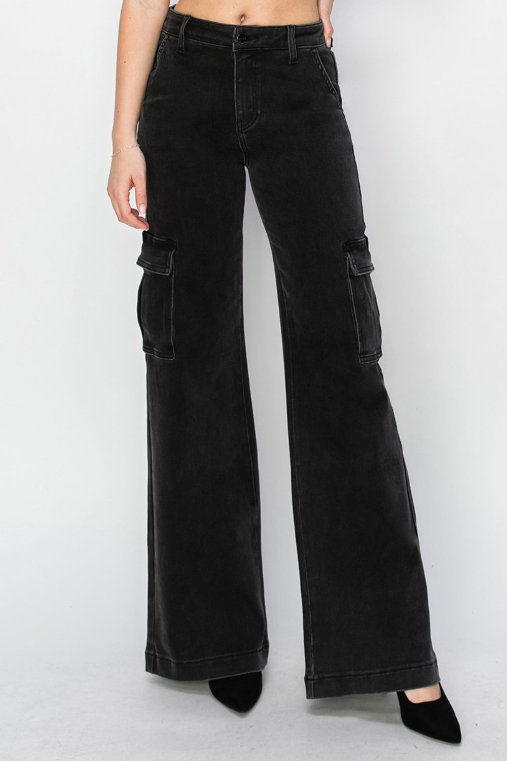 Full Size High Rise Wide Leg Cargo Jeans - The Daily Makeover