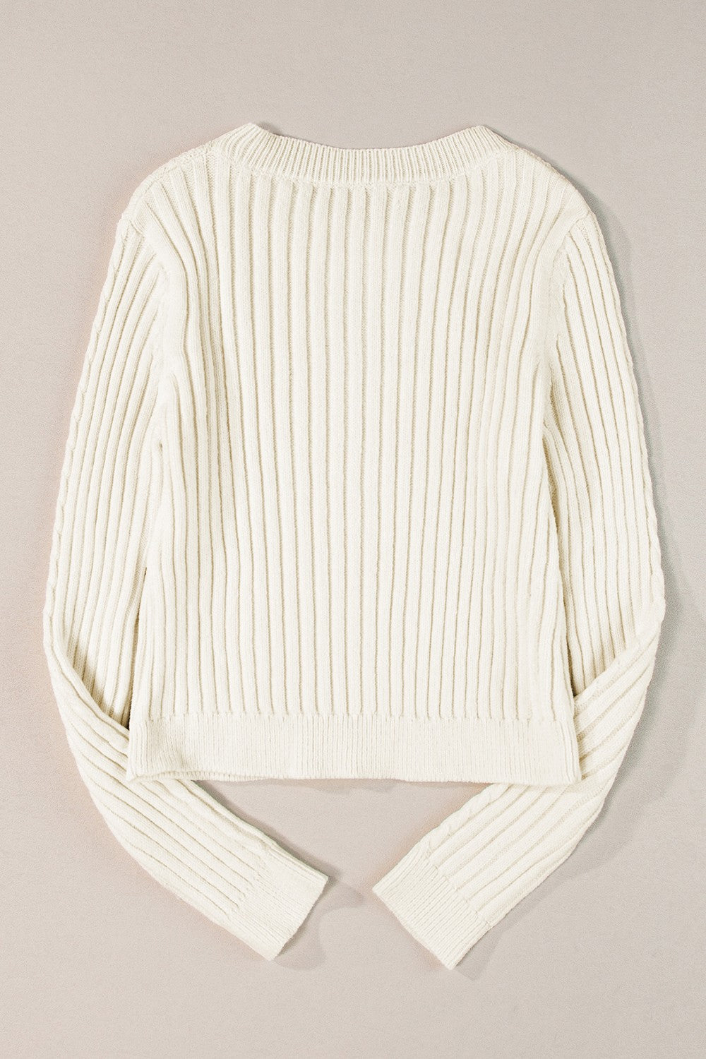 Cable-Knit Round Neck Long Sleeve Sweater - The Daily Makeover