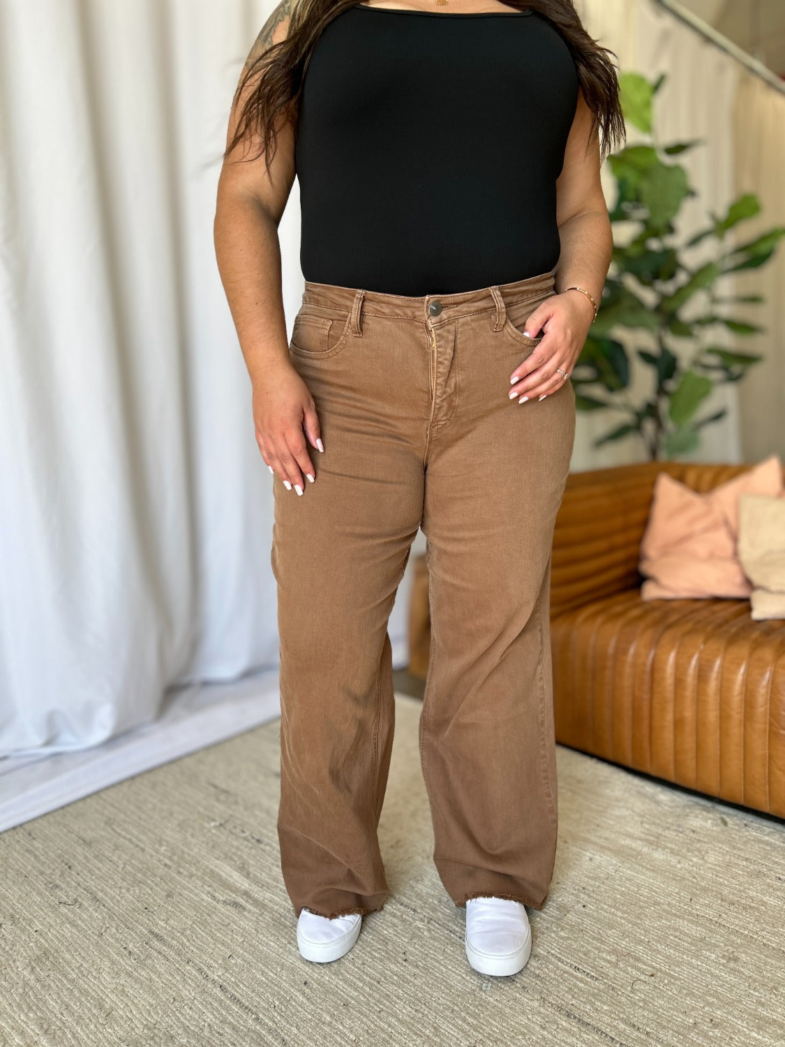 RFM Full Size High Rise Garment Dye Wide Leg Jeans - The Daily Makeover