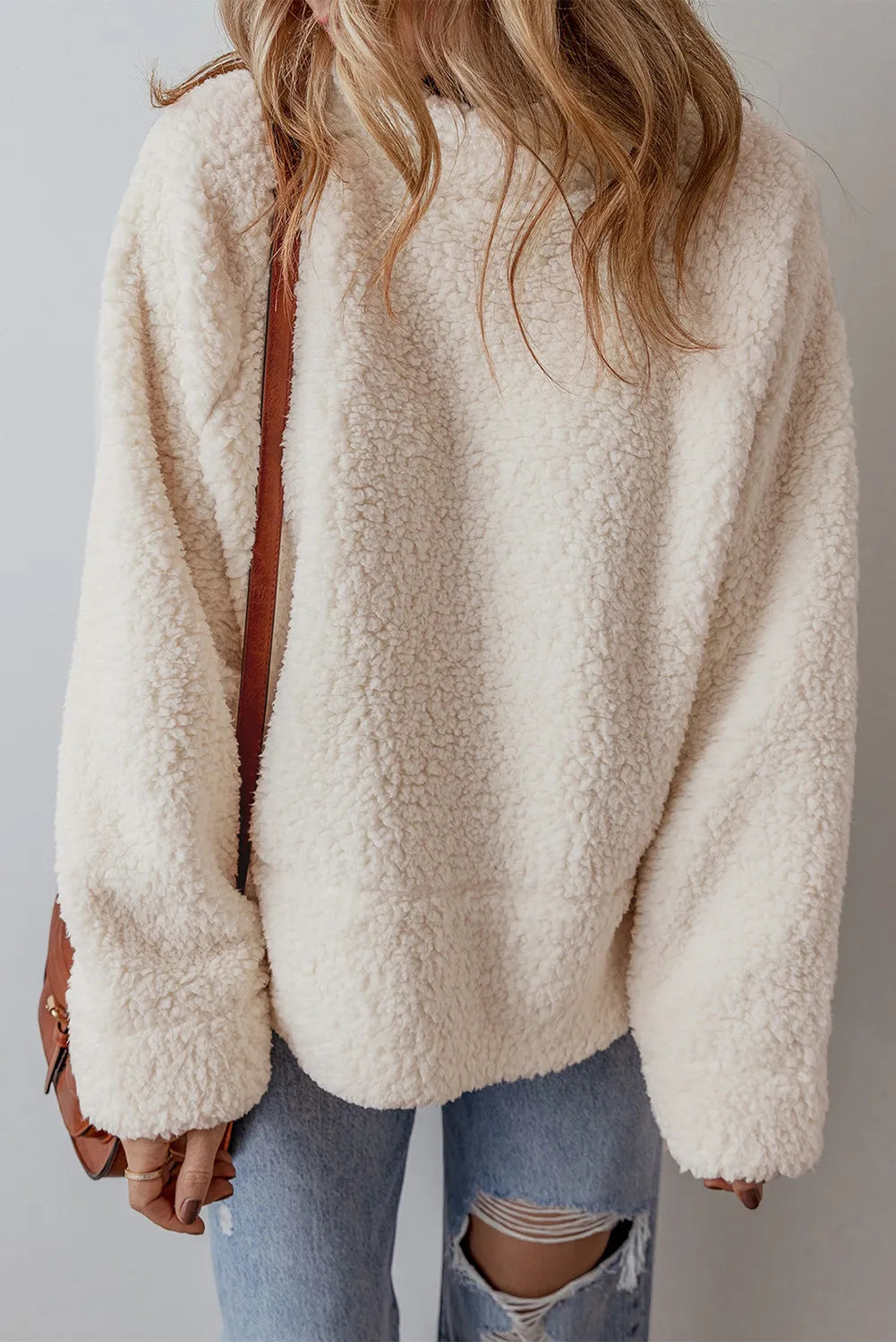 Turtleneck Long Sleeve Slit Fleece Sweatshirt - The Daily Makeover