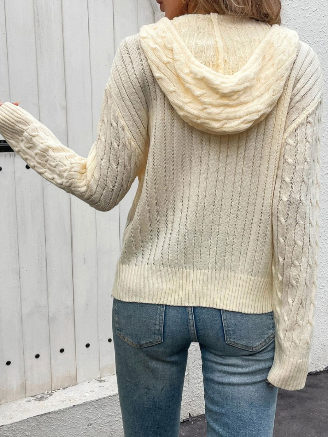 Zip Up Long Sleeve Hooded Cardigan - The Daily Makeover