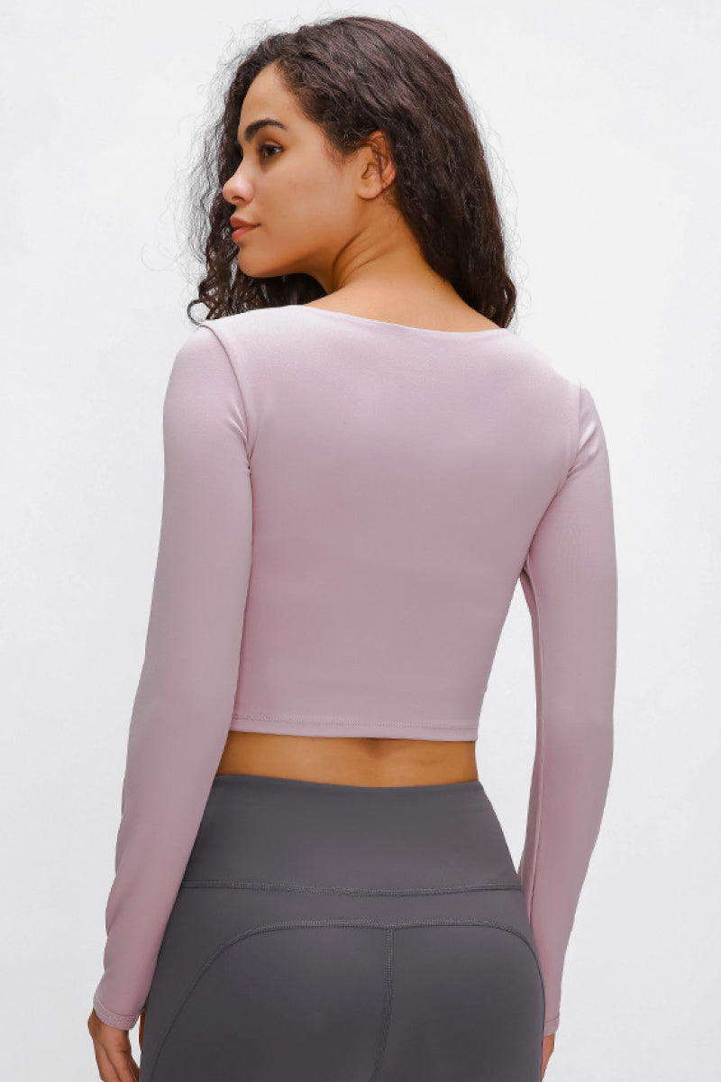 Long Sleeve Cropped Top With Sports Strap - The Daily Makeover