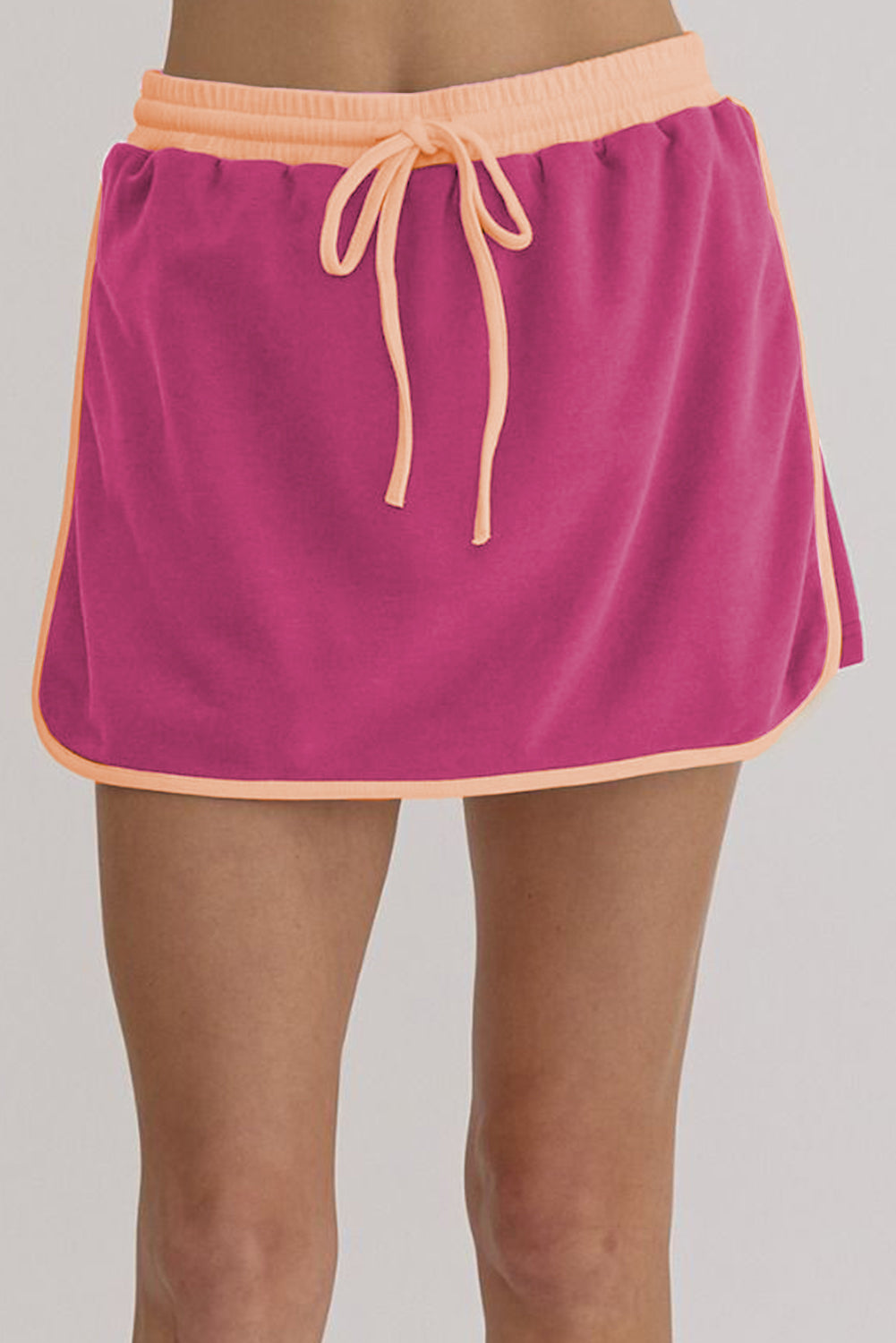 Evergreen Contrast Trim Loose Pullover and Lace-up Waist Skort Set - The Daily Makeover