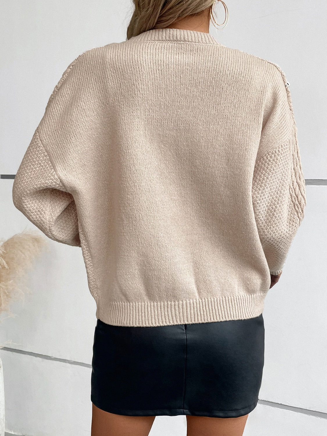 Cable-Knit Round Neck Button Up Cardigan - The Daily Makeover