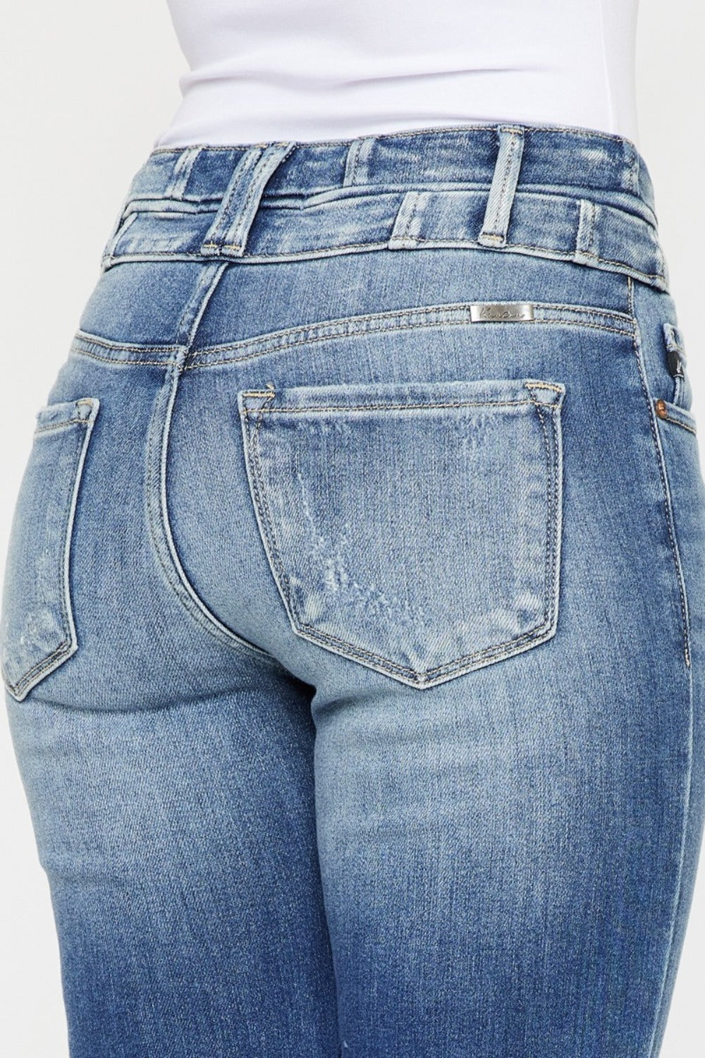 Kancan High Rise Wide Waistband Flare Jeans - The Daily Makeover