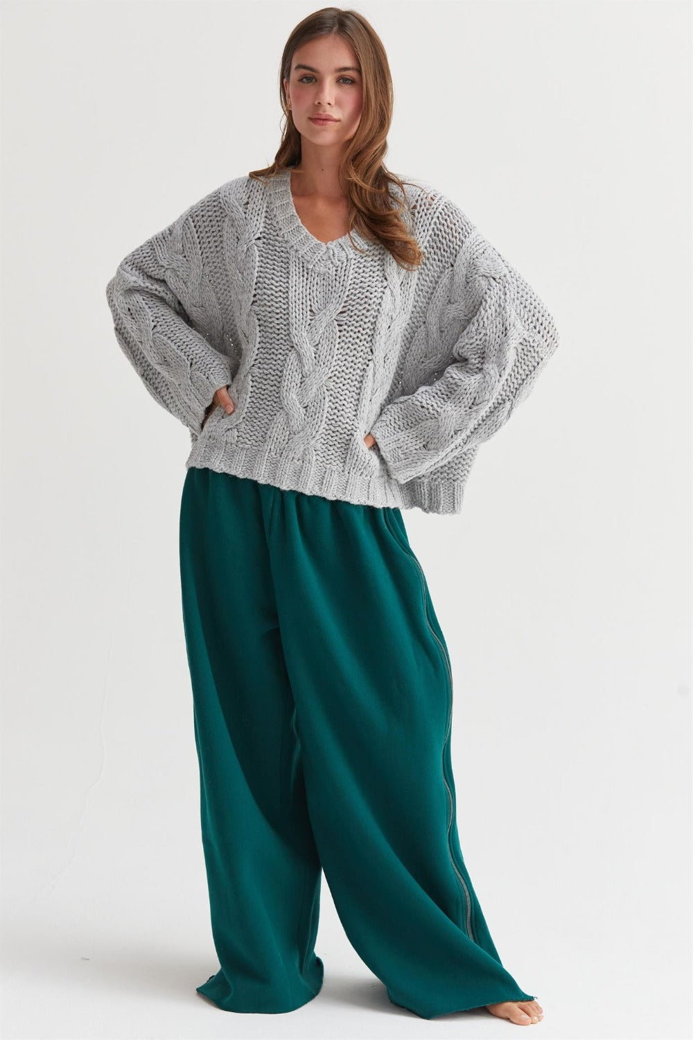 HYFVE Cable Knit V-Neck Sweater - The Daily Makeover