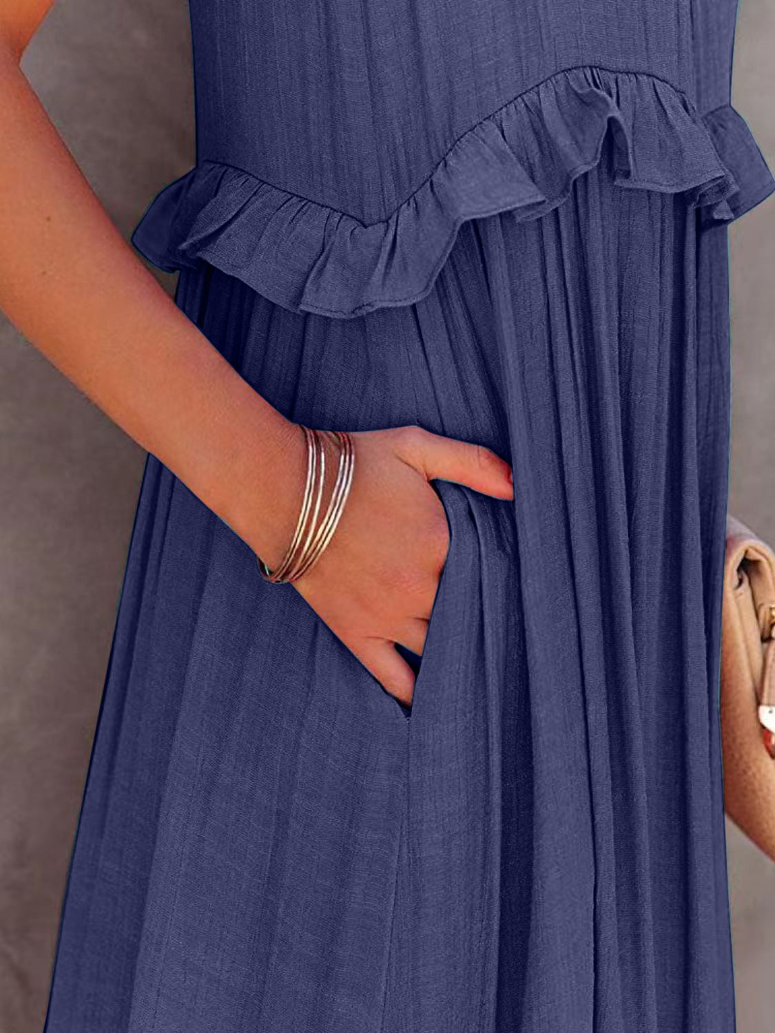 Ruffled Sleeveless Tiered Maxi Dress with Pockets - The Daily Makeover