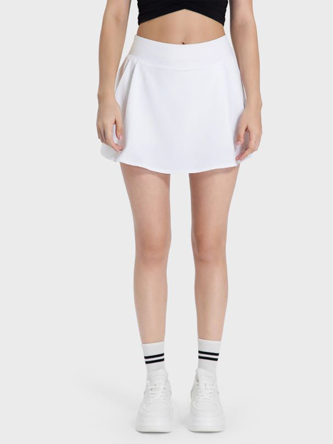 Pleated Detail Mid-Rise Waist Active Skirt - The Daily Makeover