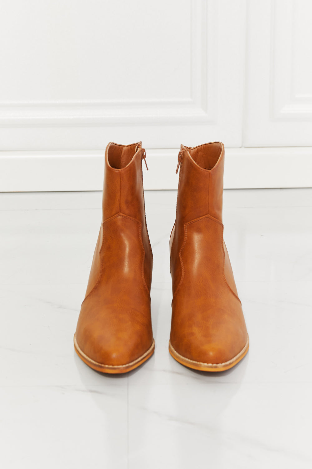 MMShoes Watertower Town Faux Leather Western Ankle Boots in Ochre - The Daily Makeover