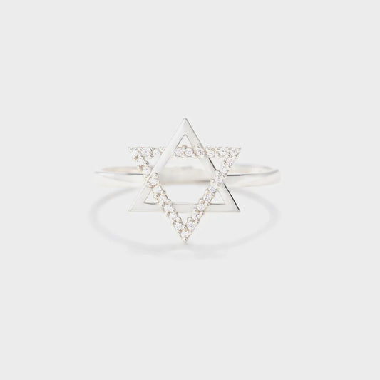 925 Sterling Silver Inlaid Zircon Hexagram Ring - The Daily Makeover