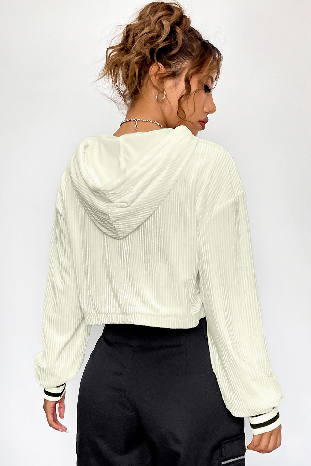 Drawstring Drop Shoulder Long Sleeve Hoodie - The Daily Makeover