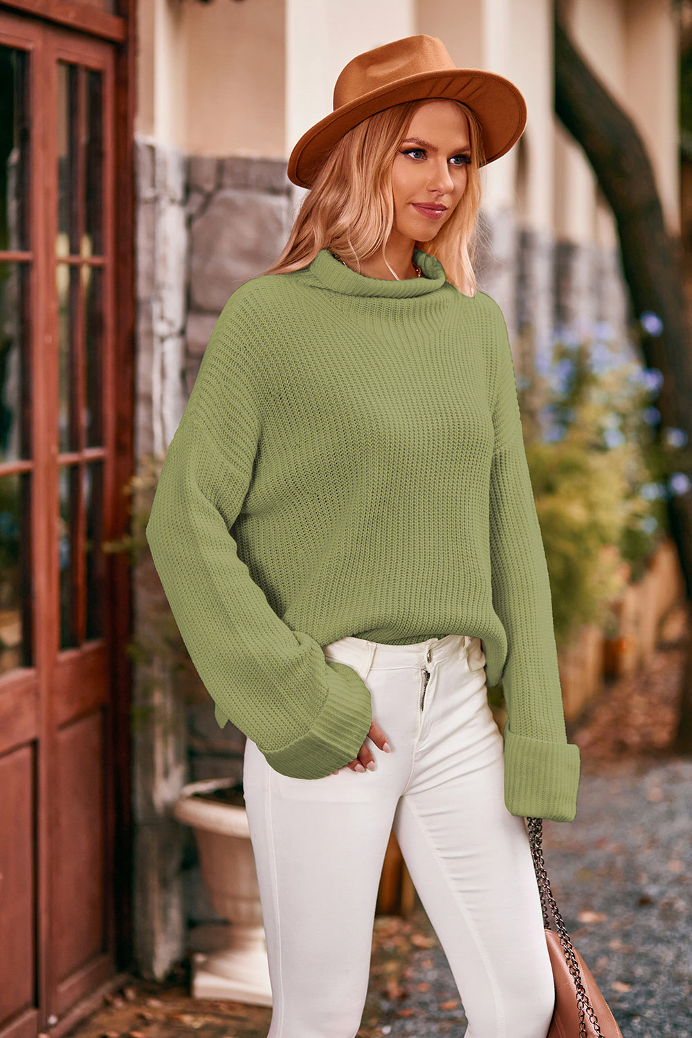 Mock Neck Drop Shoulder Sweater - The Daily Makeover
