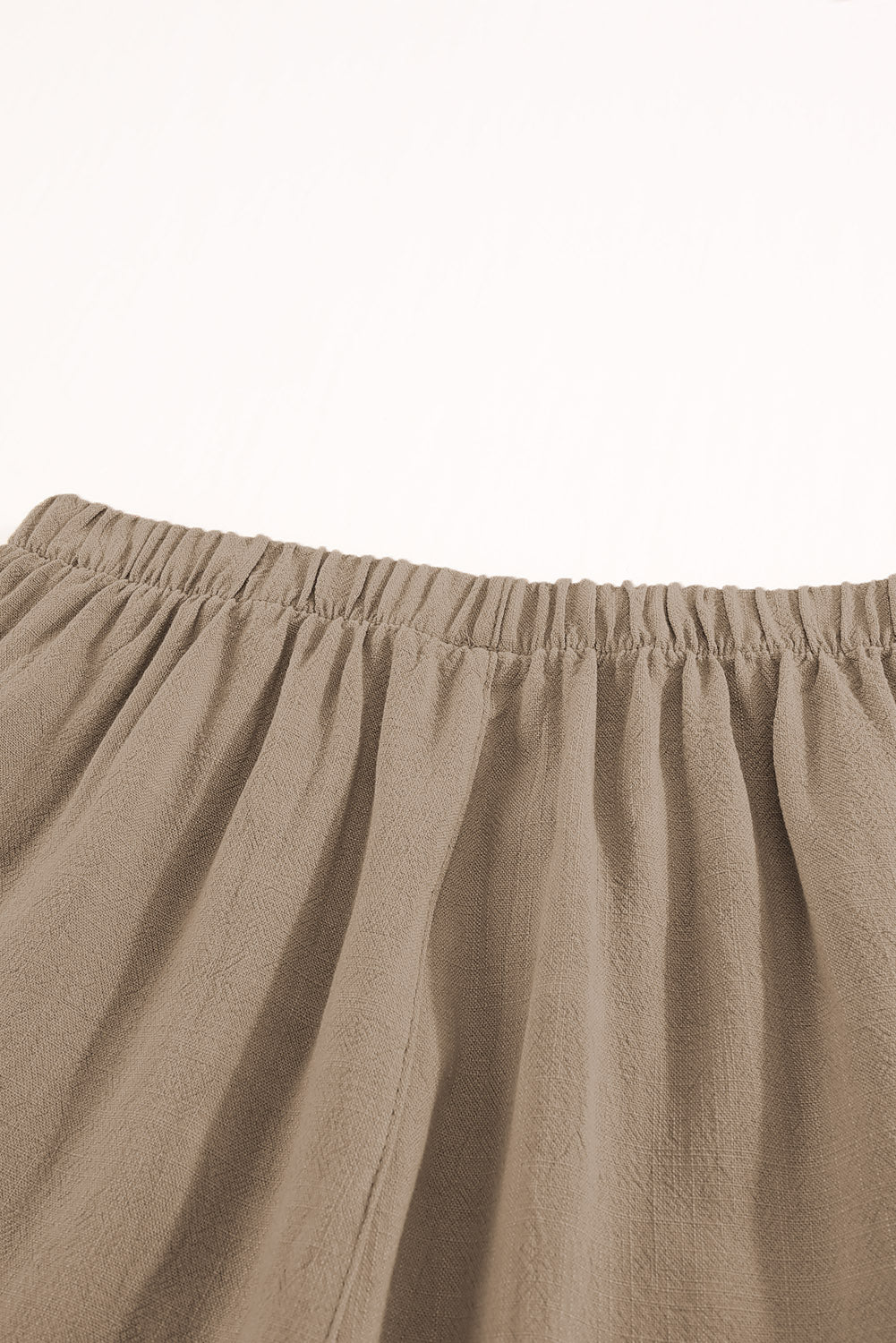 Khaki Casual Pocketed Ruffle High Waist Shorts - The Daily Makeover