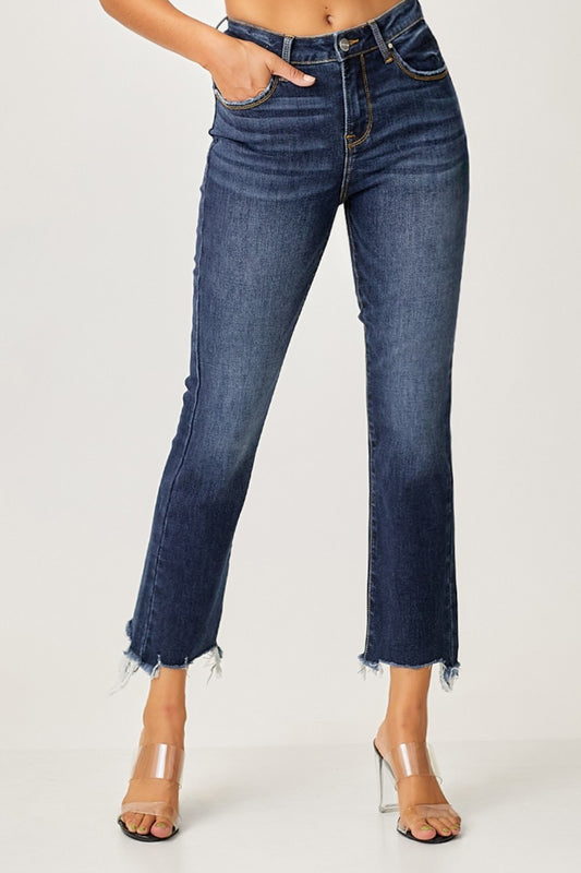 Full Size Frayed Hem Cropped Straight Jeans - The Daily Makeover