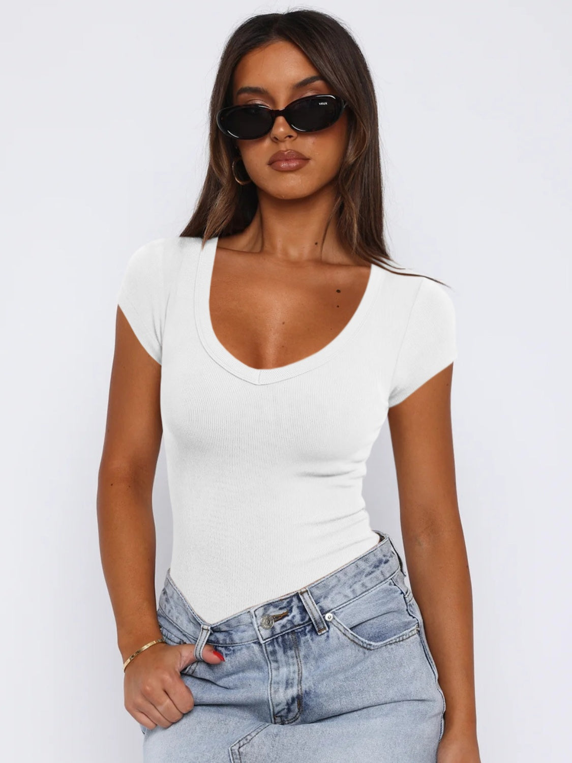 Scoop Neck Cap Sleeve T-Shirt - The Daily Makeover