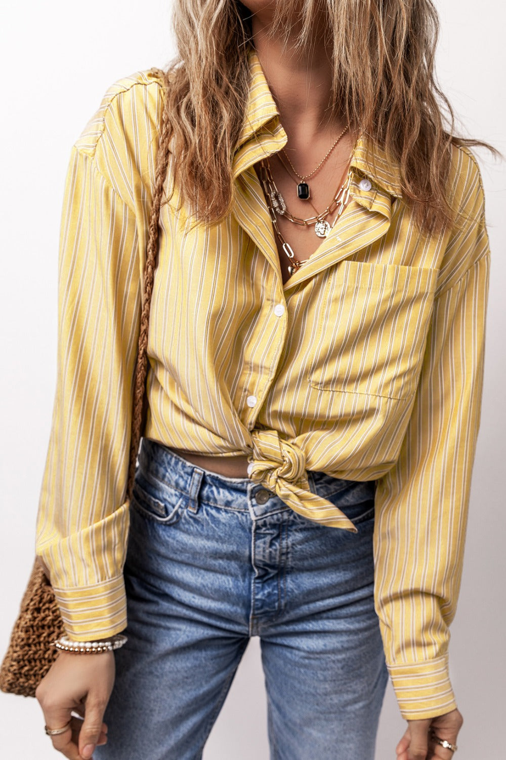 Striped Button Up Long Sleeve Shirt - The Daily Makeover