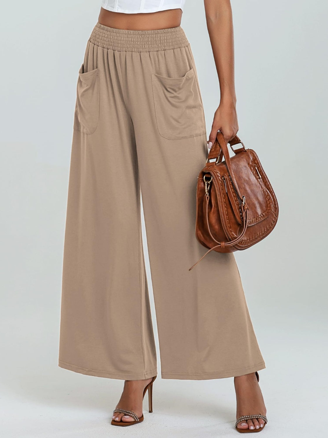 Pocketed Elastic Waist Wide Leg Pants - The Daily Makeover