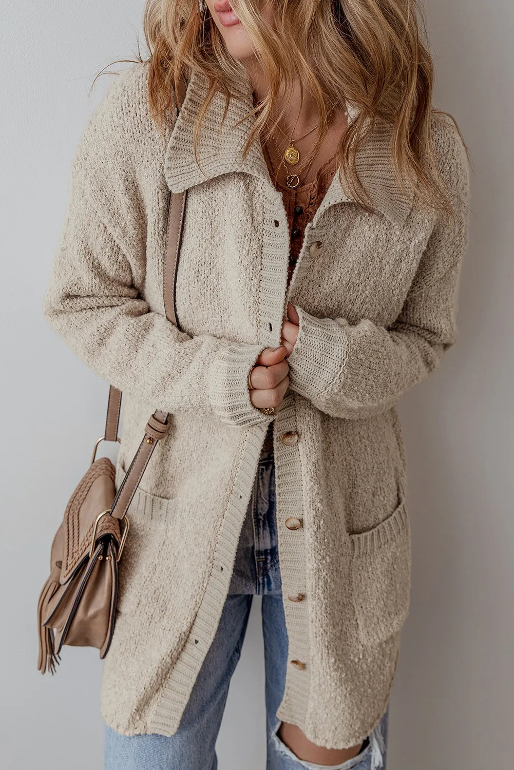Pocketed Button Up Long Sleeve Cardigan - The Daily Makeover