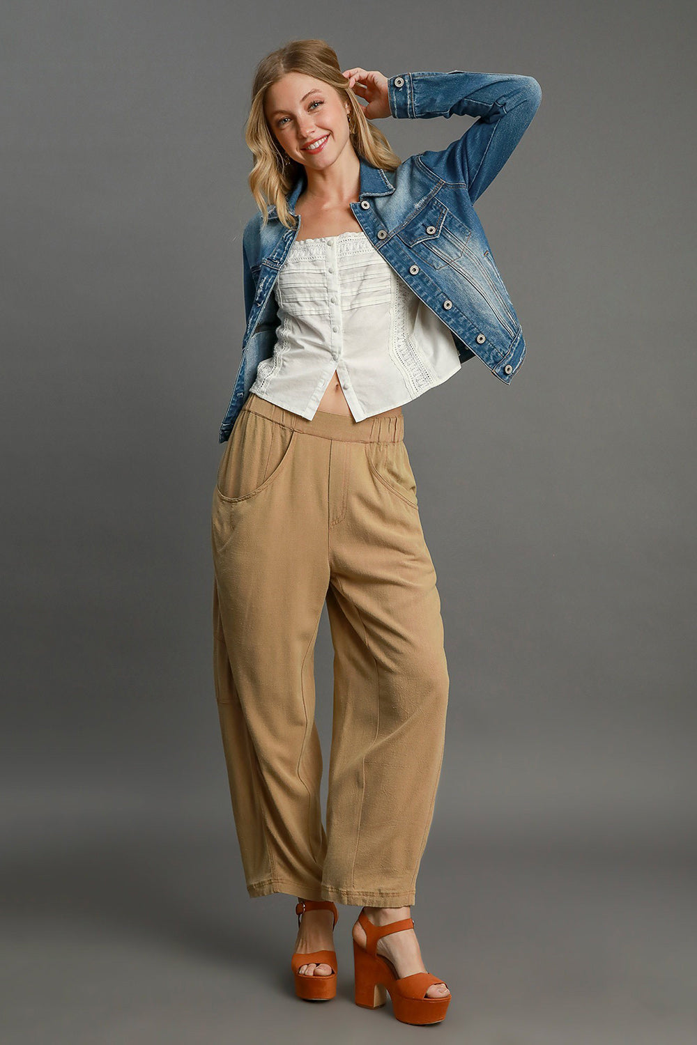 Umgee Elastic Waist Baggy Fit Pants with Pockets - The Daily Makeover