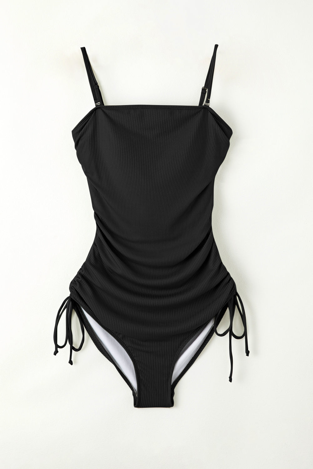Drawstring Spaghetti Strap One-Piece Swimwear - The Daily Makeover