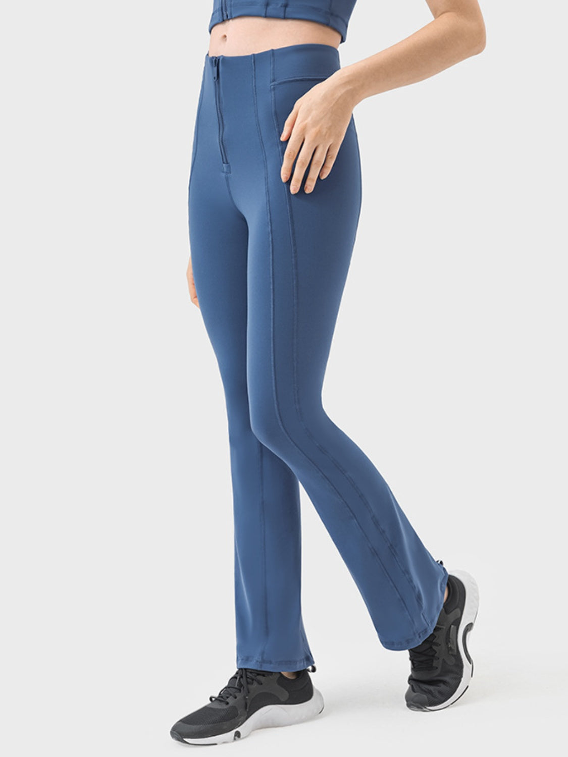 Millennia Zipper Detail High Waist Active Pants - The Daily Makeover