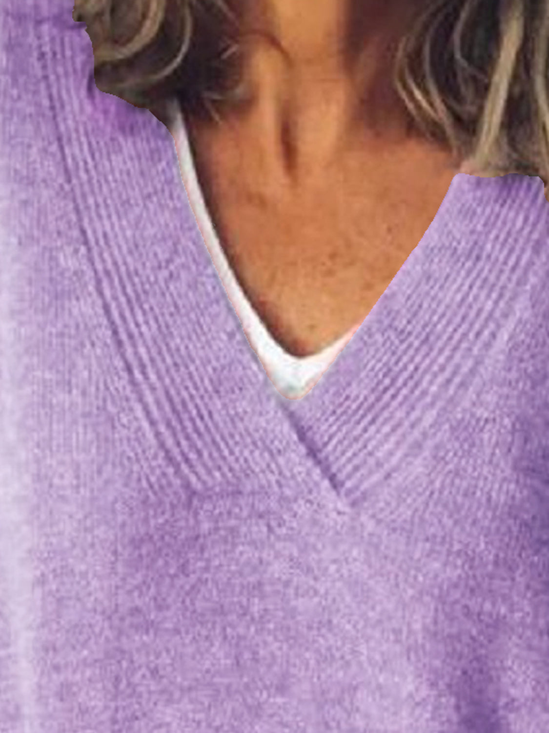 V-Neck Dropped Shoulder Sweater - The Daily Makeover