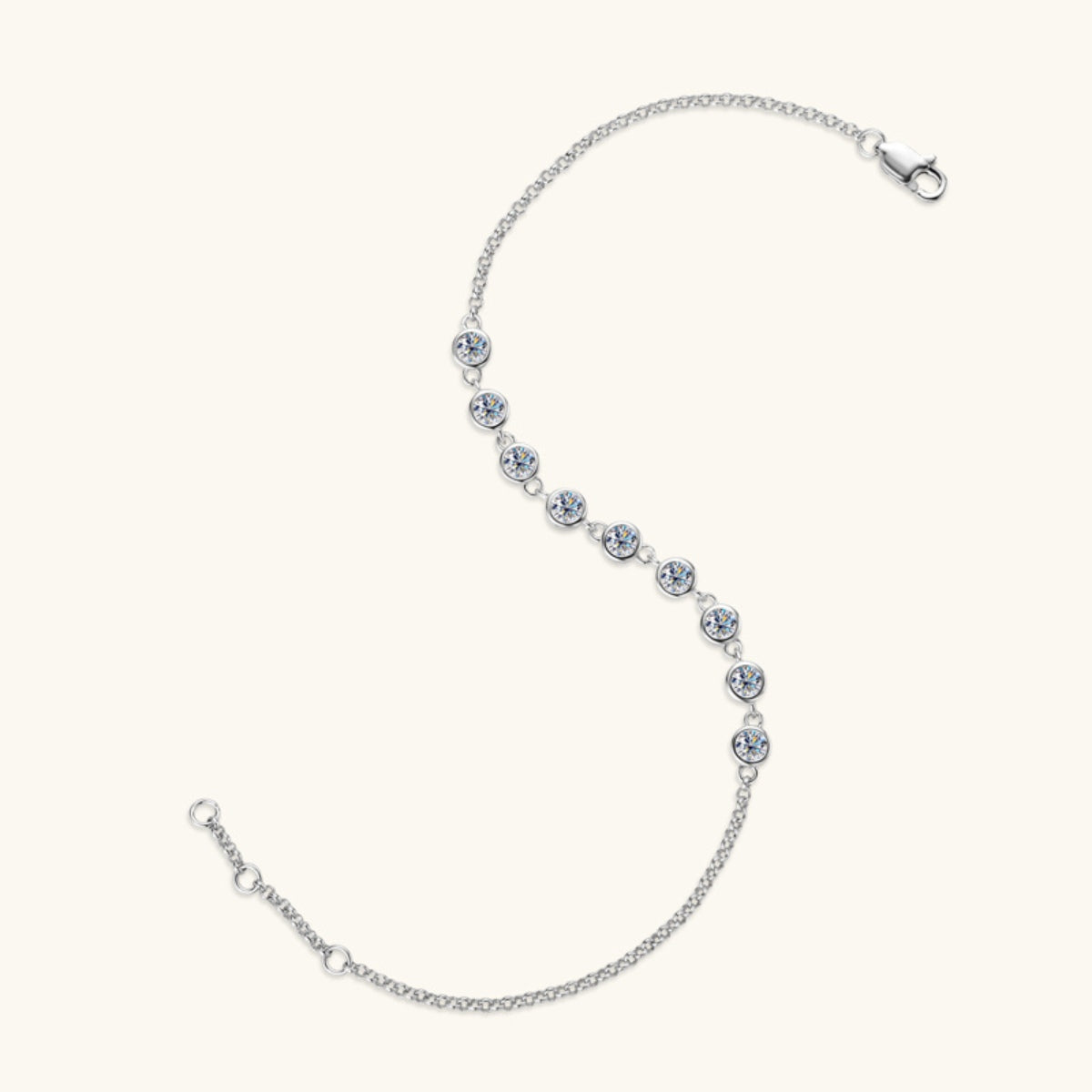 Inlaid Moissanite 925 Sterling Silver Bracelet - The Daily Makeover