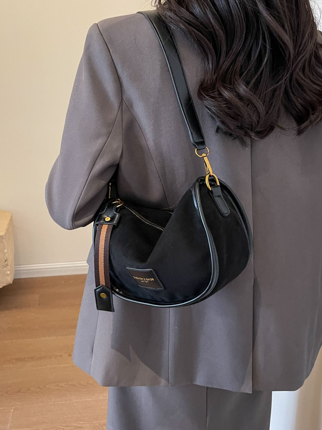 Suede Adjustable Strap Shoulder Bag - The Daily Makeover