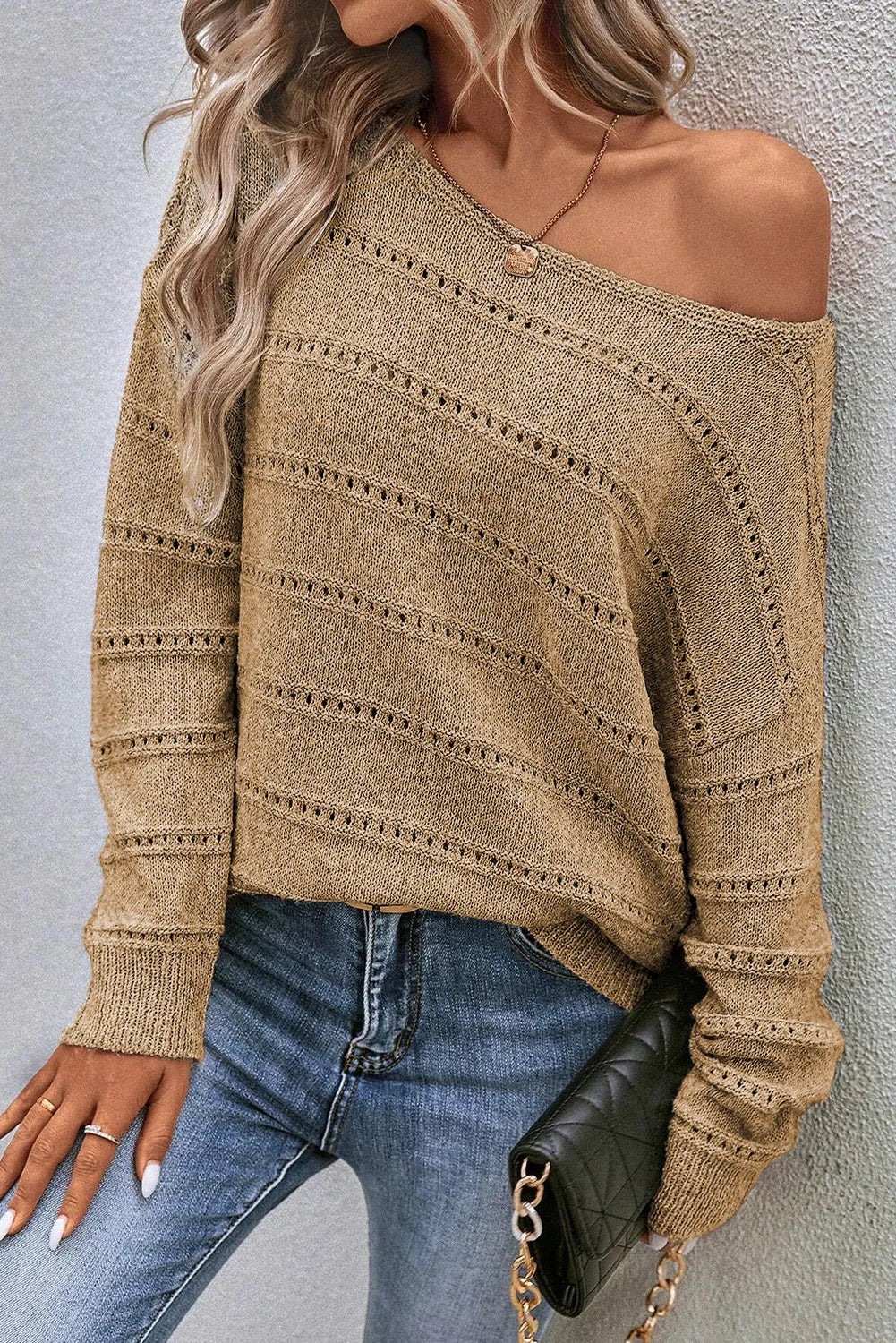 Boat Neck Dropped Shoulder Sweater - The Daily Makeover
