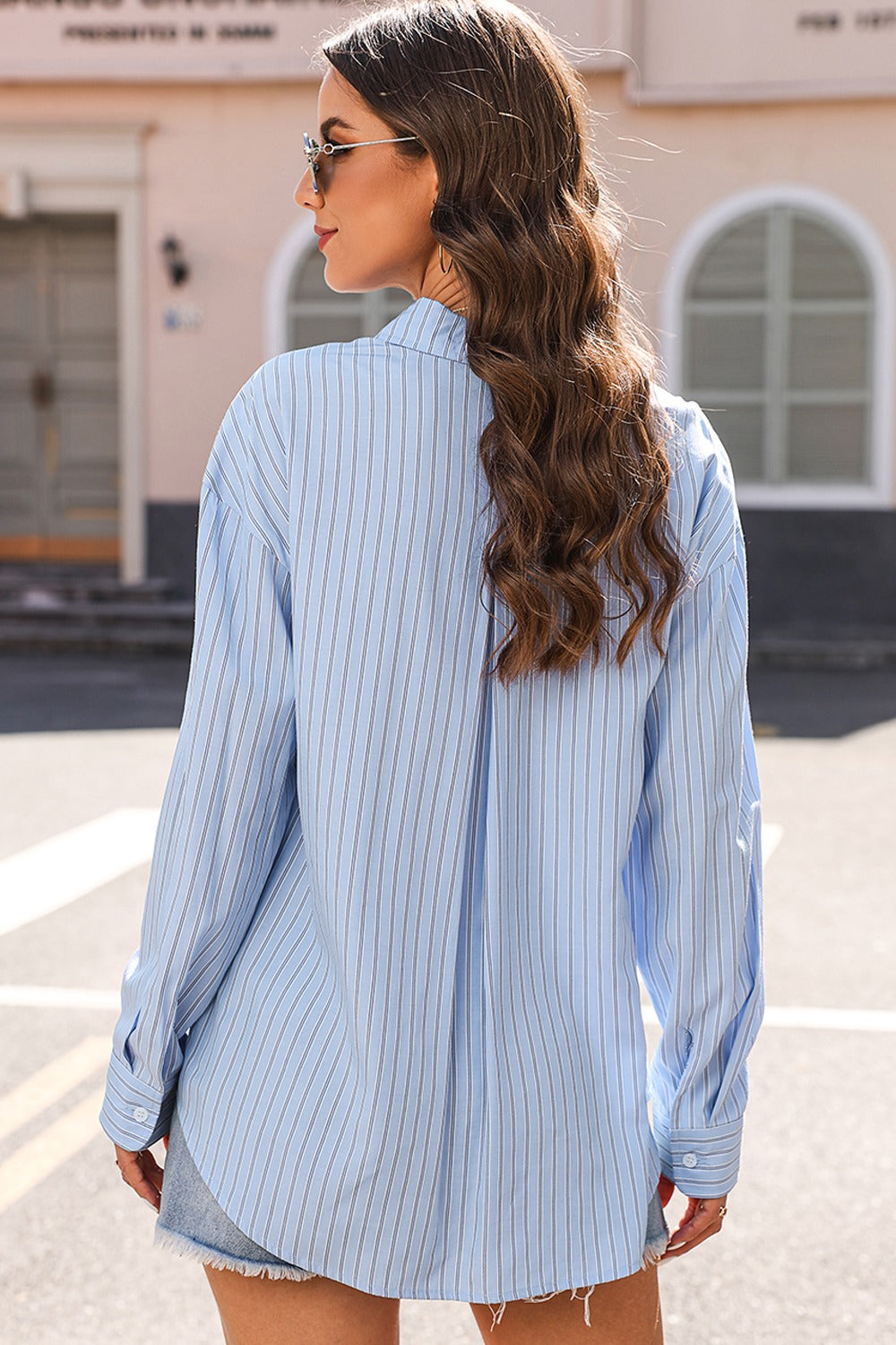 Striped Button Up Long Sleeve Shirt - The Daily Makeover