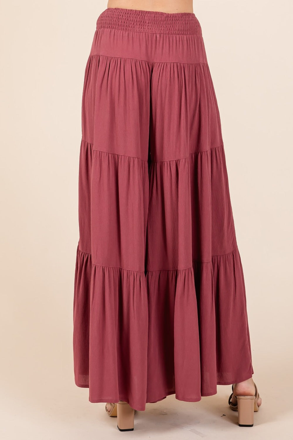 Mittoshop Tier Detail Smocked Elastic Waist Wide Leg Pants - The Daily Makeover