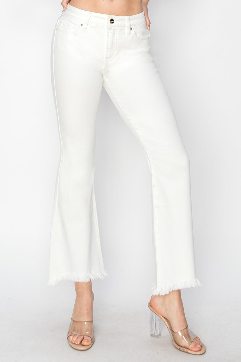 RISEN Full Size Tummy Control Crop Flare Step Hem Pants - The Daily Makeover