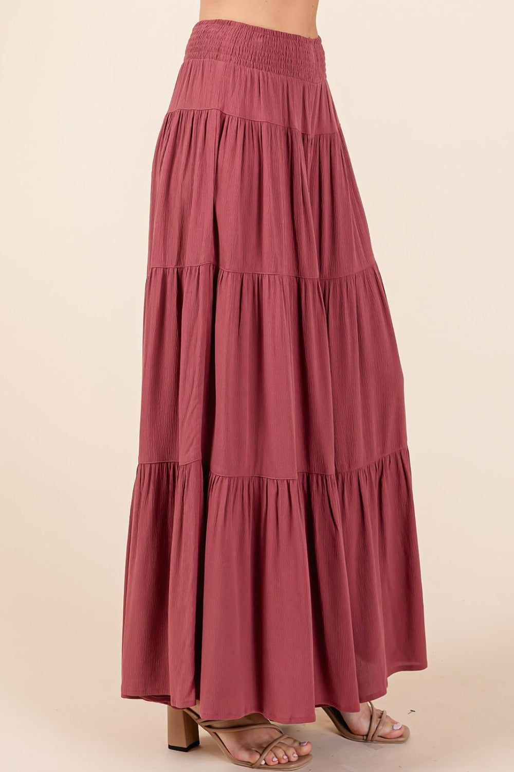 Mittoshop Tier Detail Smocked Elastic Waist Wide Leg Pants - The Daily Makeover