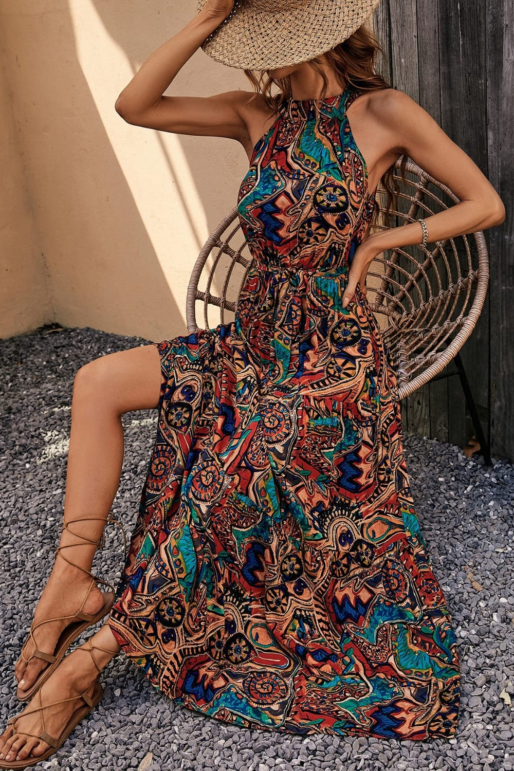 Tied Floral Sleeveless Dress - The Daily Makeover