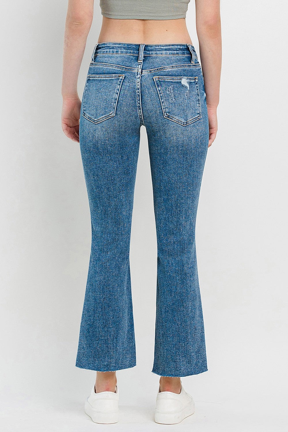 Vervet by Flying Monkey Full Size Mid Rise Distressed Cropped Flare Jeans - The Daily Makeover