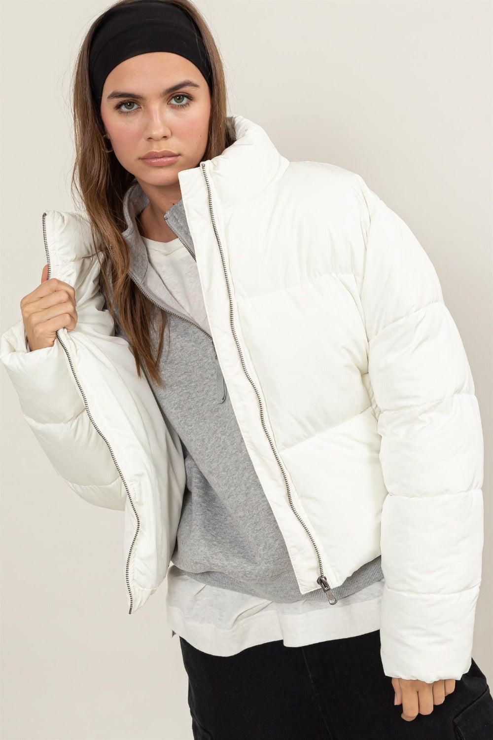 HYFVE Quilted Back Drawstring Puffer Jacket - The Daily Makeover
